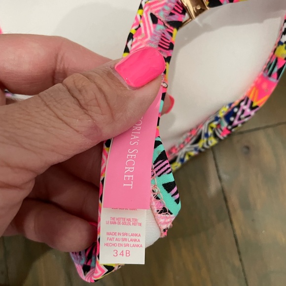 Victoria Secret pink Aztec print hottie cheeky bikini S / push up halter top 34B - Picture 5 of 6